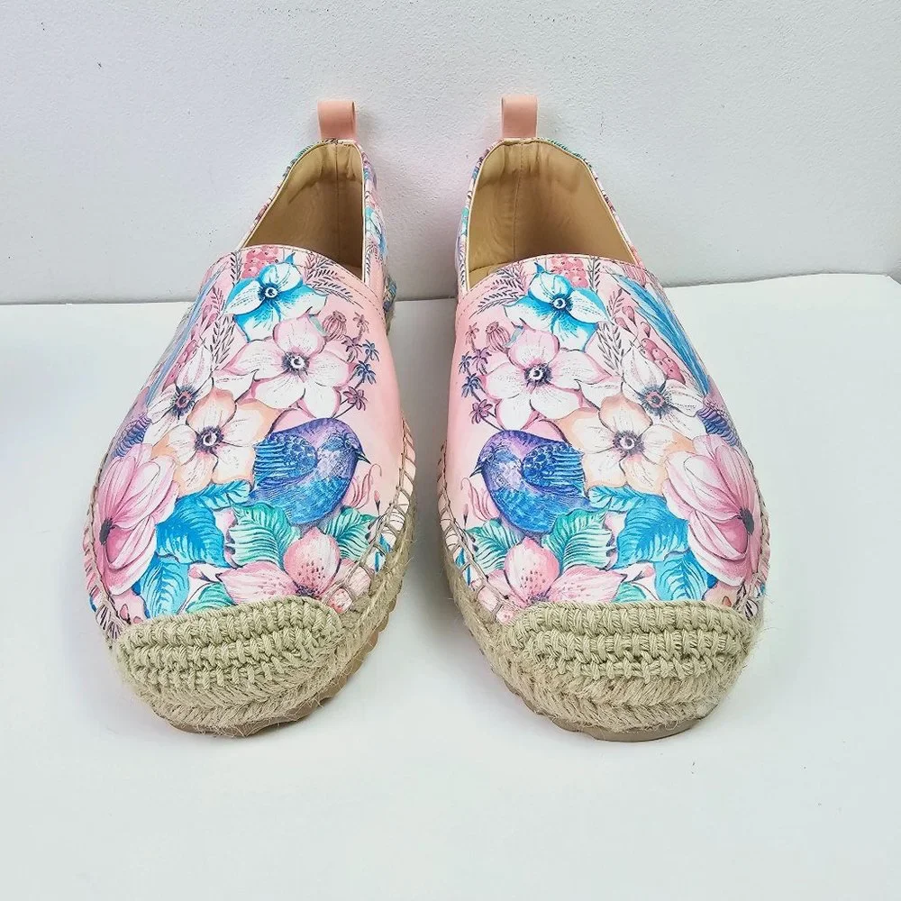 Anuschka Women's Floral Birds Espadrille Slip On Loafers, Sz 10 NWOB
